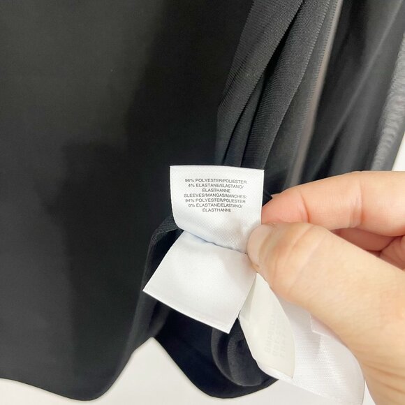 NEW Anne Klein Black High Neck Blouse Mesh Sleeves Business - Size Large - Picture 6 of 8